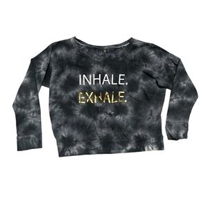 FIT Fashion Inspire Train Inhale Exhale Yoga Tie Dye Gray XL Cropped Top READ